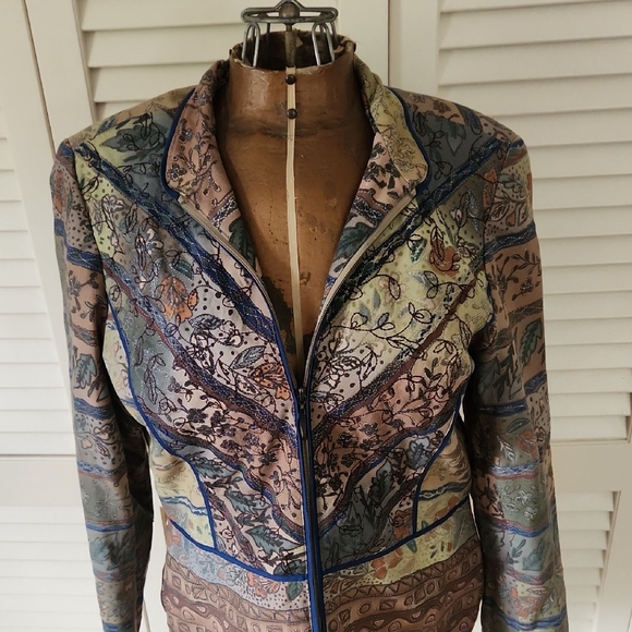Coldwater Creek Multicolor Patterned Floral Jacket With Embroidery - Picture 10 of 11